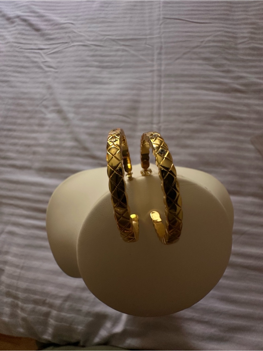 Gold Quilted Hoop Earrings - Women's Fashion Jewelry inspired 1”